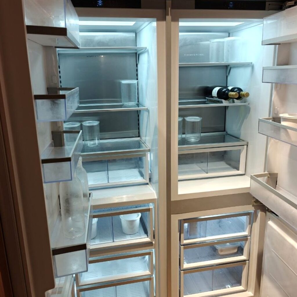Built-in refrigerator in a home kitchen