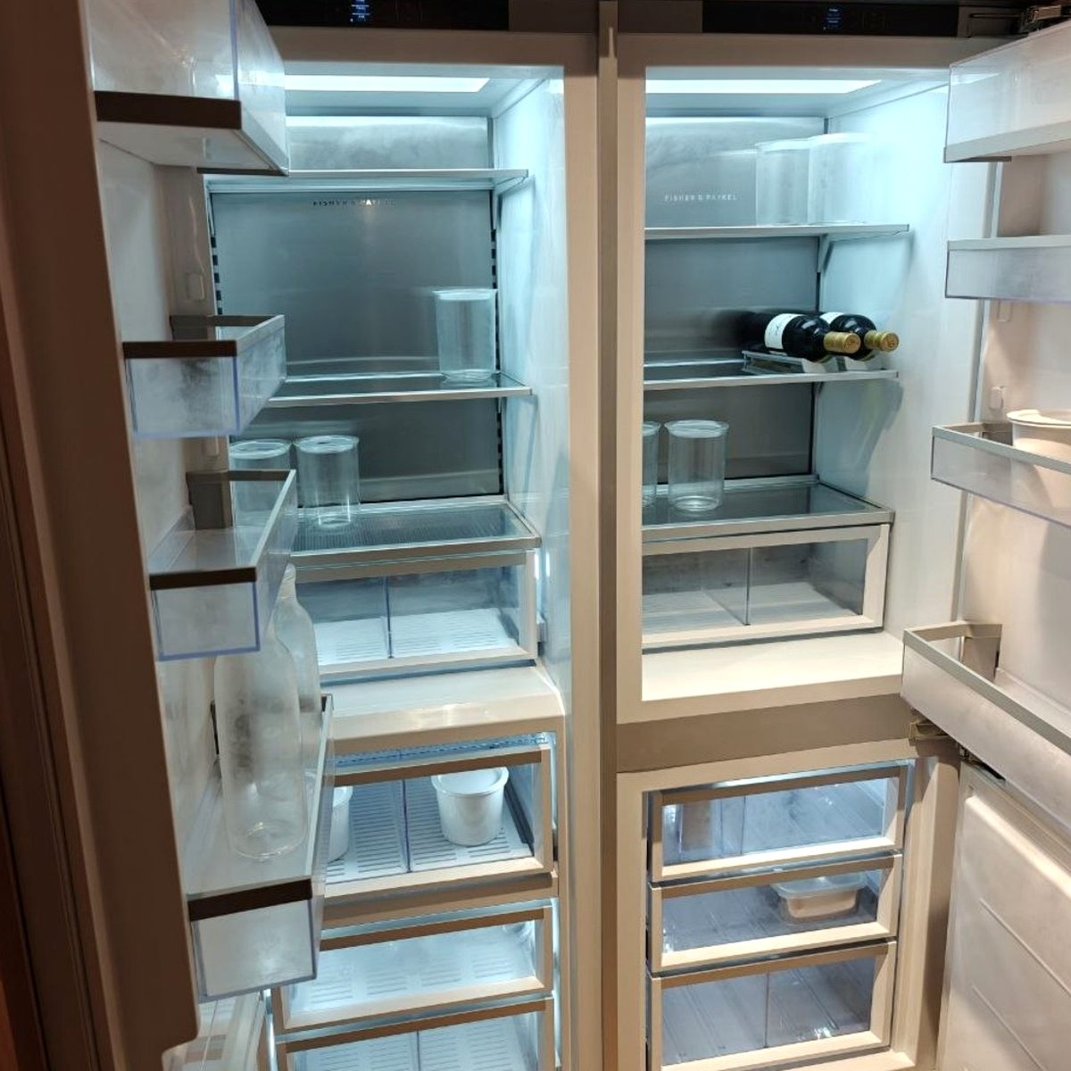 Built-in refrigerator in a home kitchen